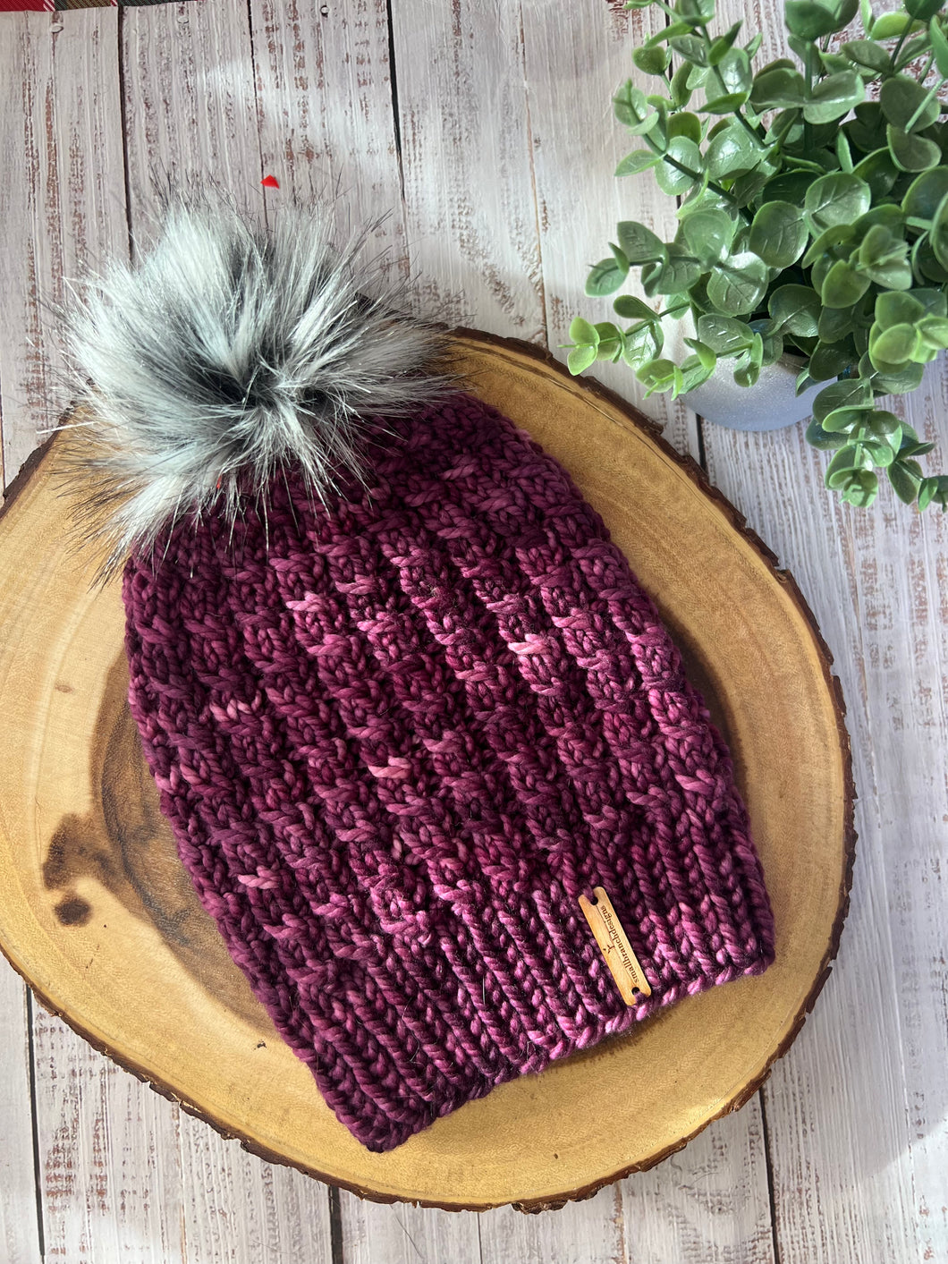 LUXURY*ADULT- Hand-Dyed 100% Merino Wool Knit Hat-Twirly Bird Beanie