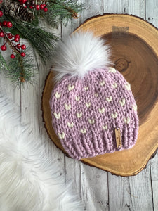 CLASSIC*6-12 MONTHS- Knit Hat - Tiny Hearts